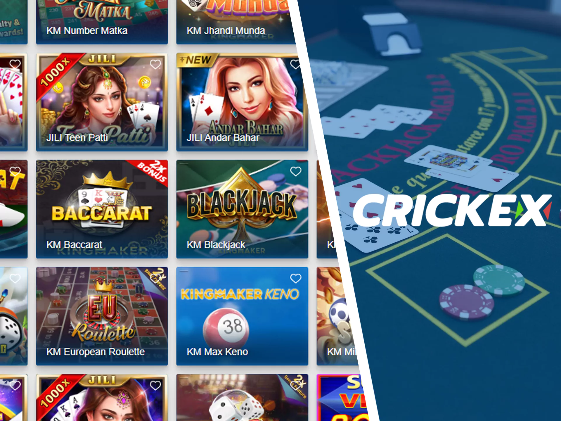 Crickex पर विभिन्न टेबल गेम खेलें।