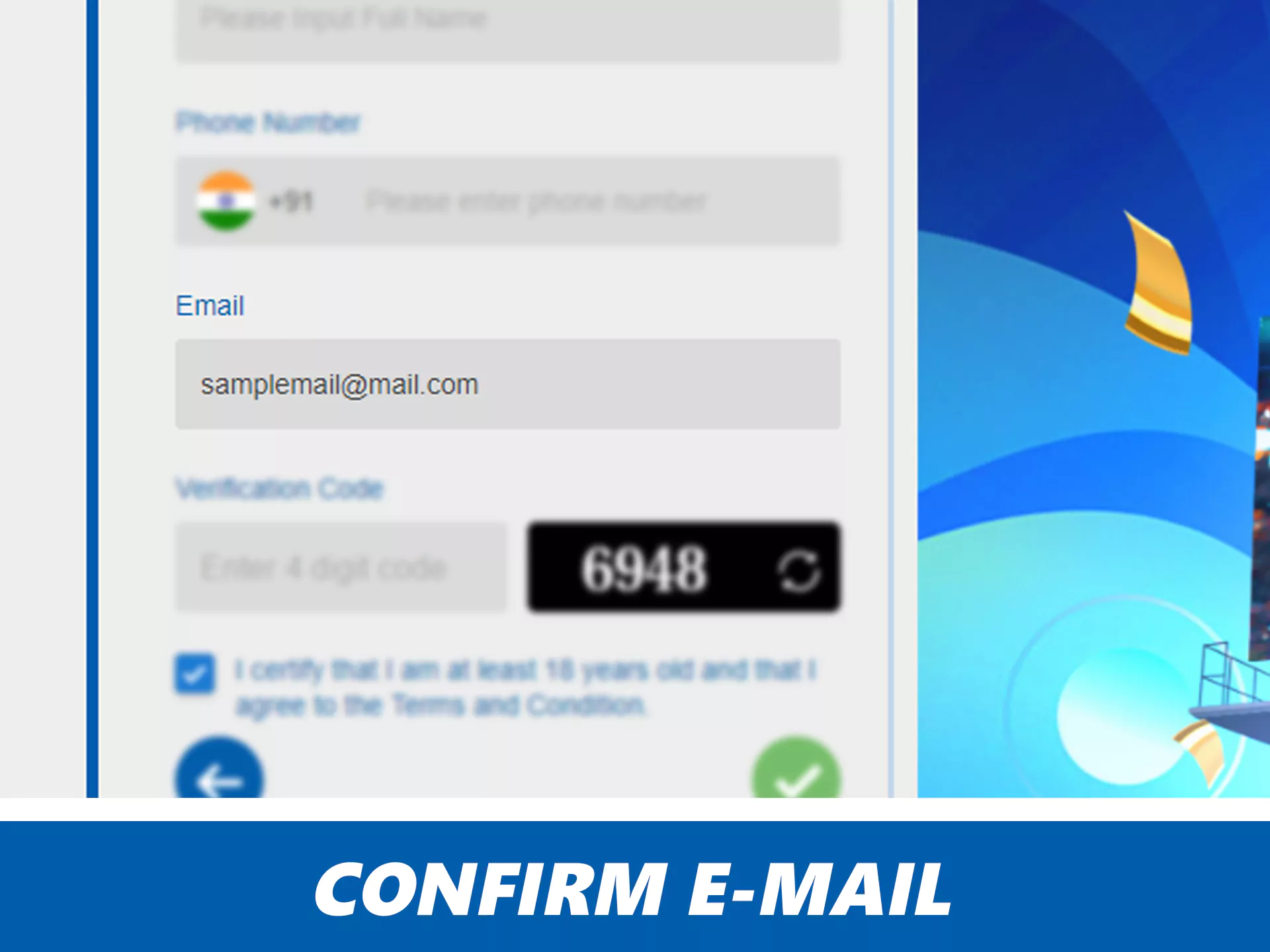 Confirm email for proceed.