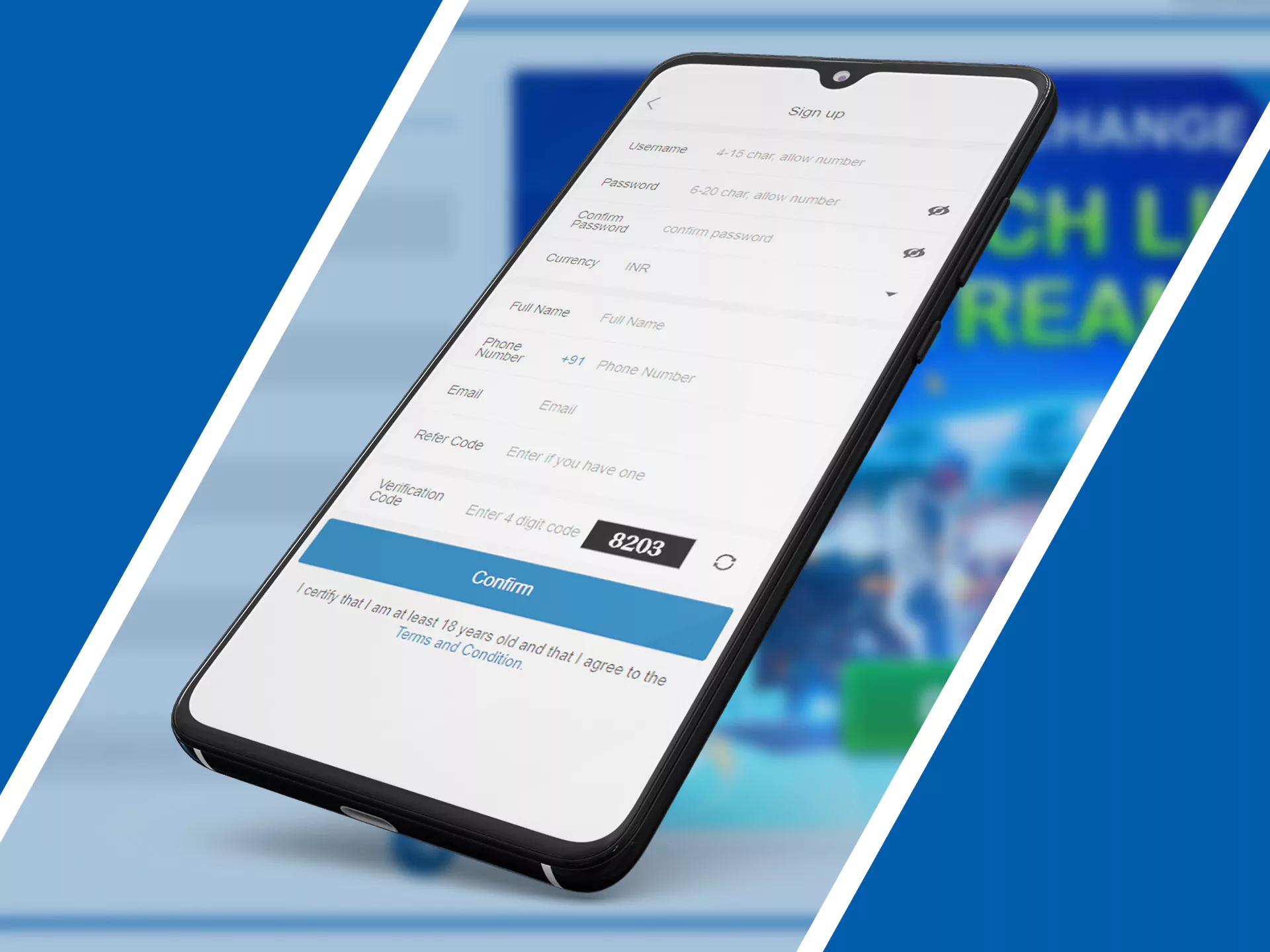 Registrate at Crickex via app.