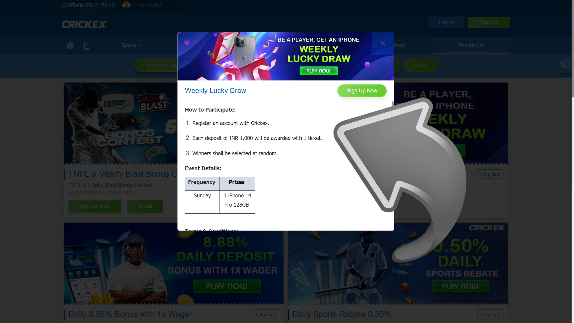 Fulfill the conditions to receive a bonus from Crickex.