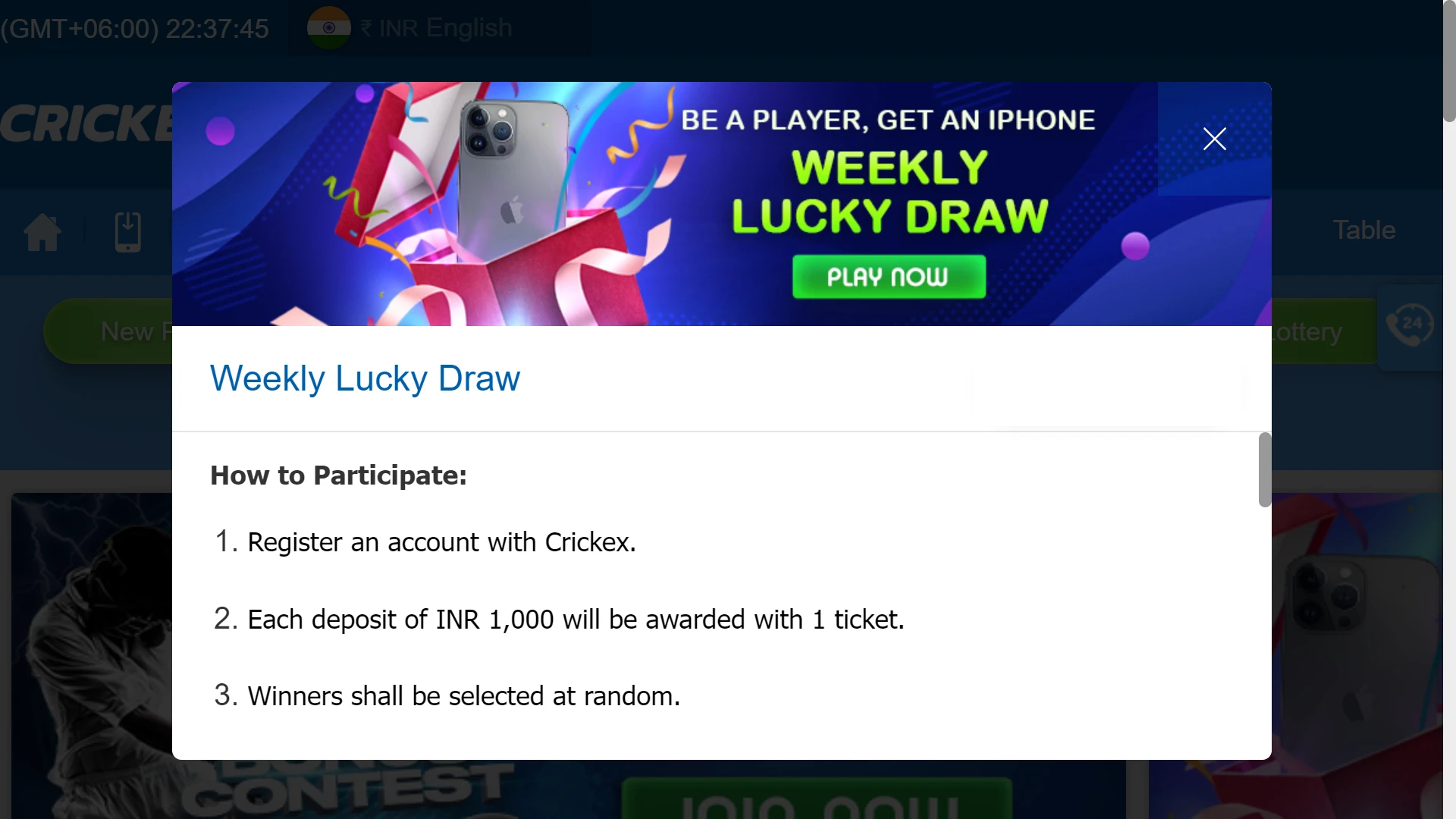 A little time and you will get your bonuses from Crickex.