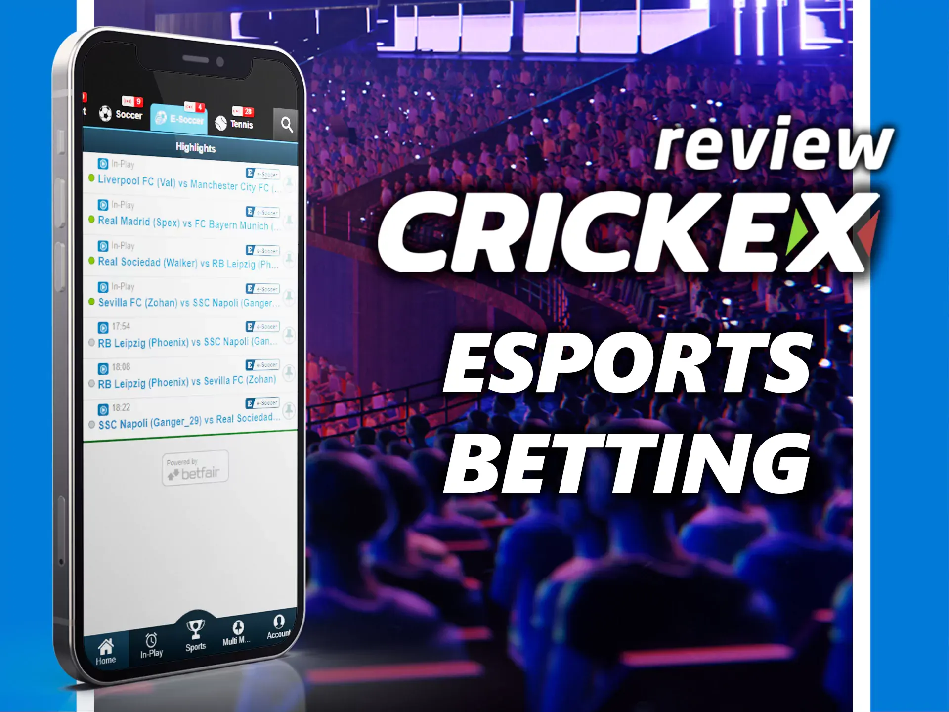 Cyber sports betting is popular in the Crickex app.