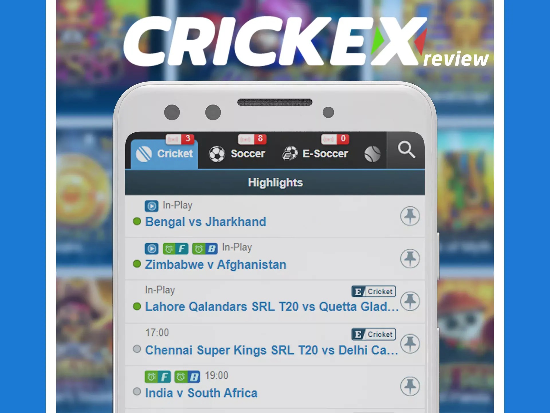 Place a bet in the Crickex app with the current instructions.