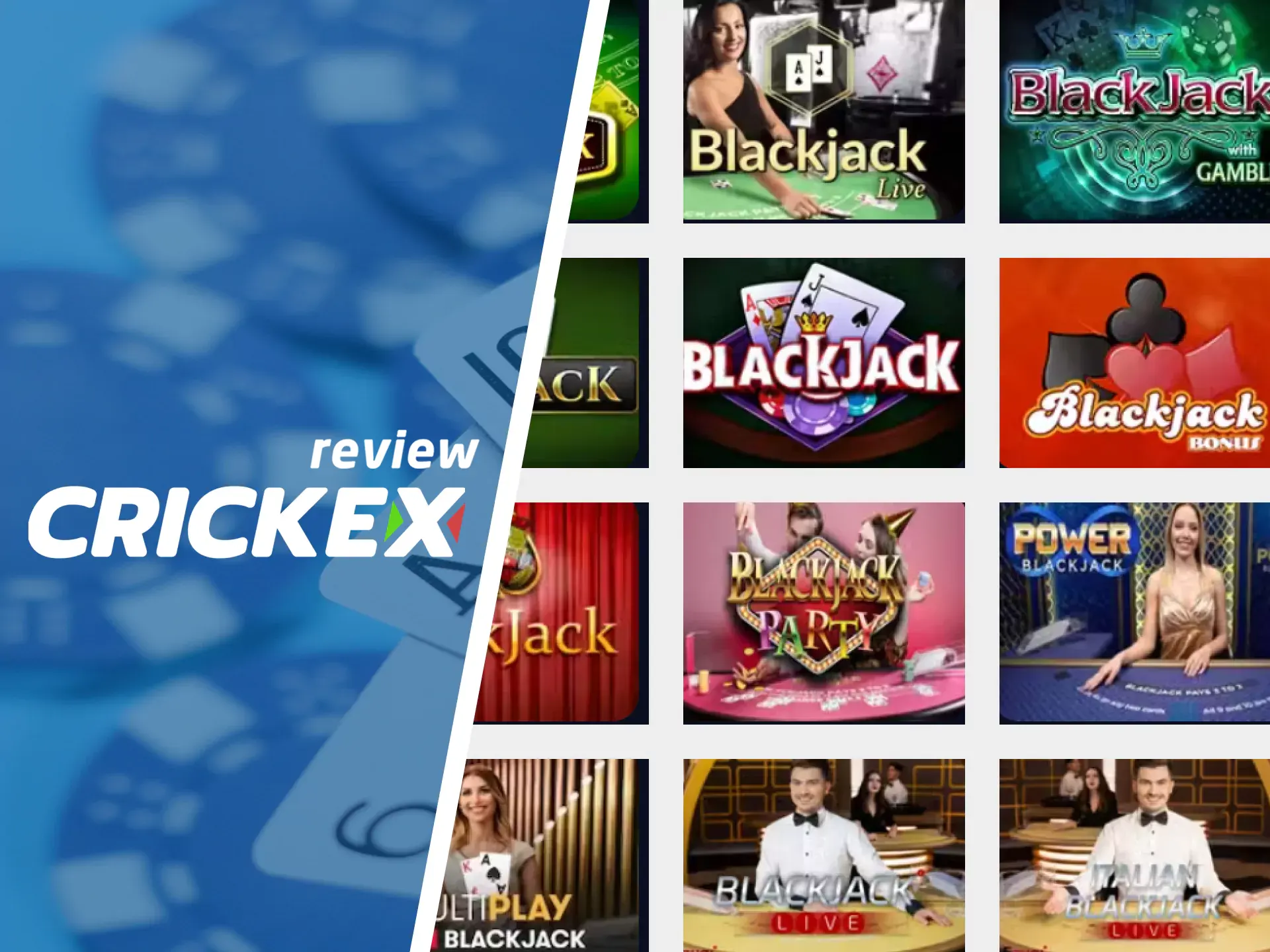 For casino games, choose blackjack from Crickex.
