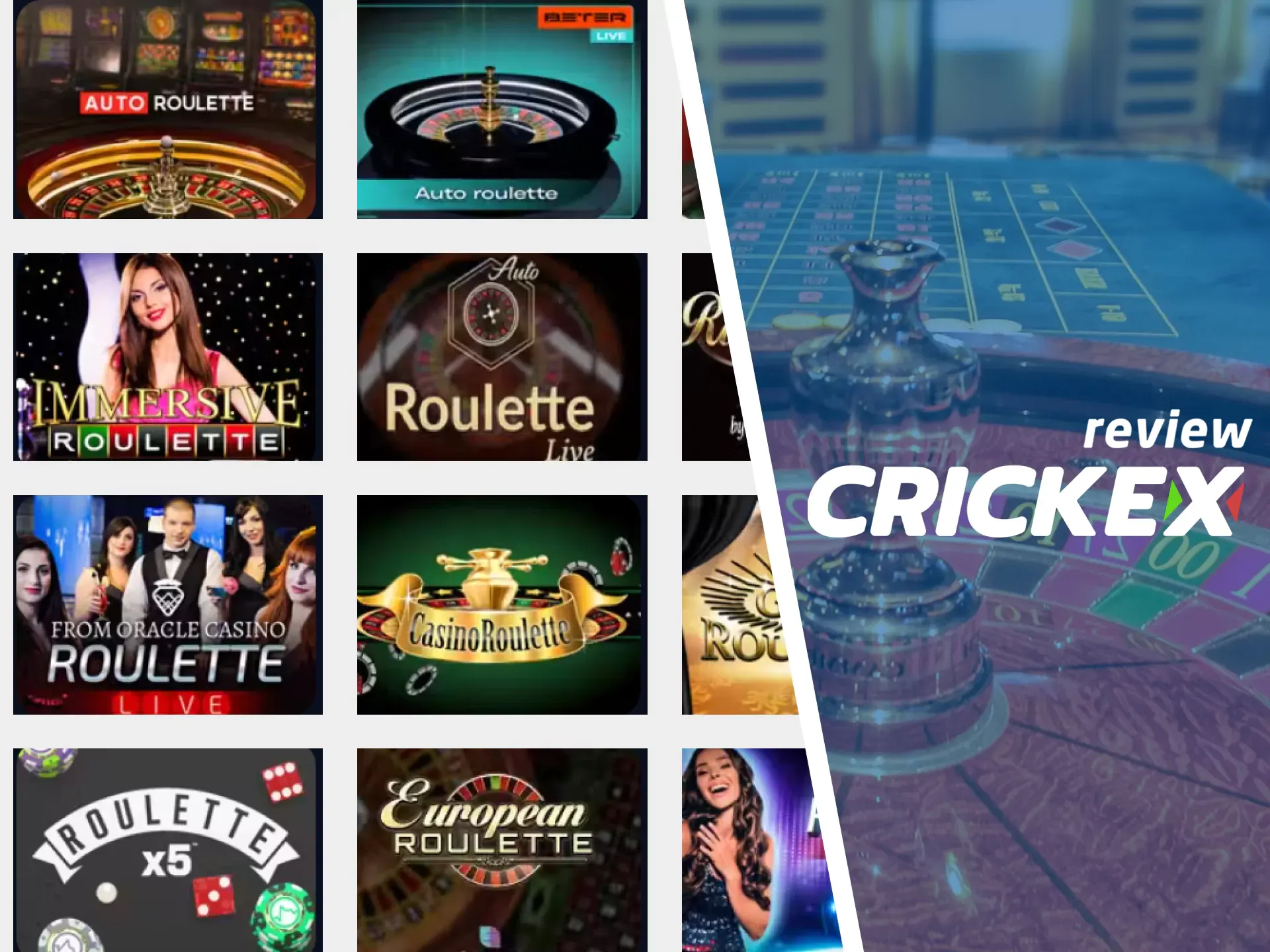 For casino games, choose roulette from Crickex.