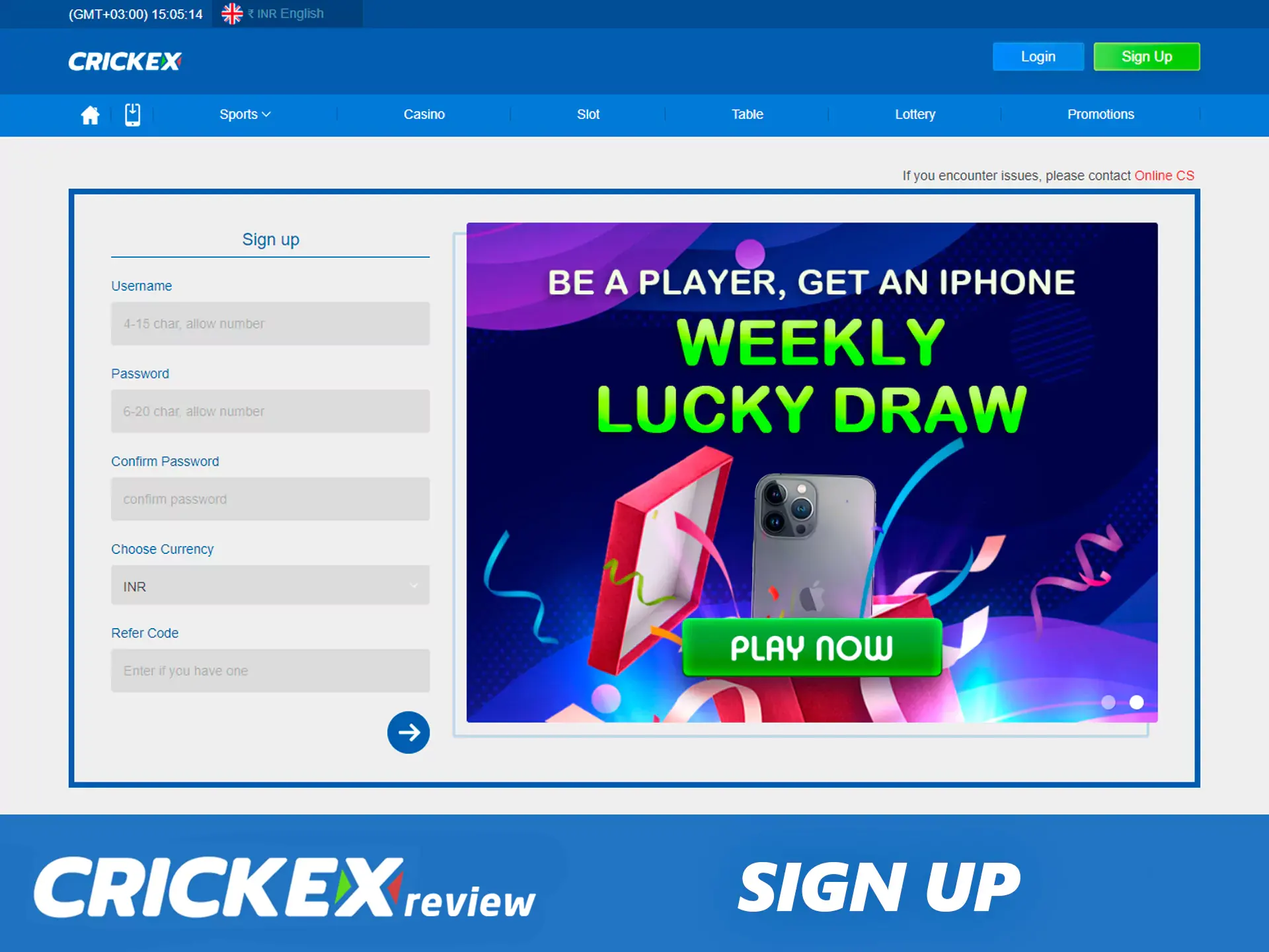 Register or log into your account before depositing.