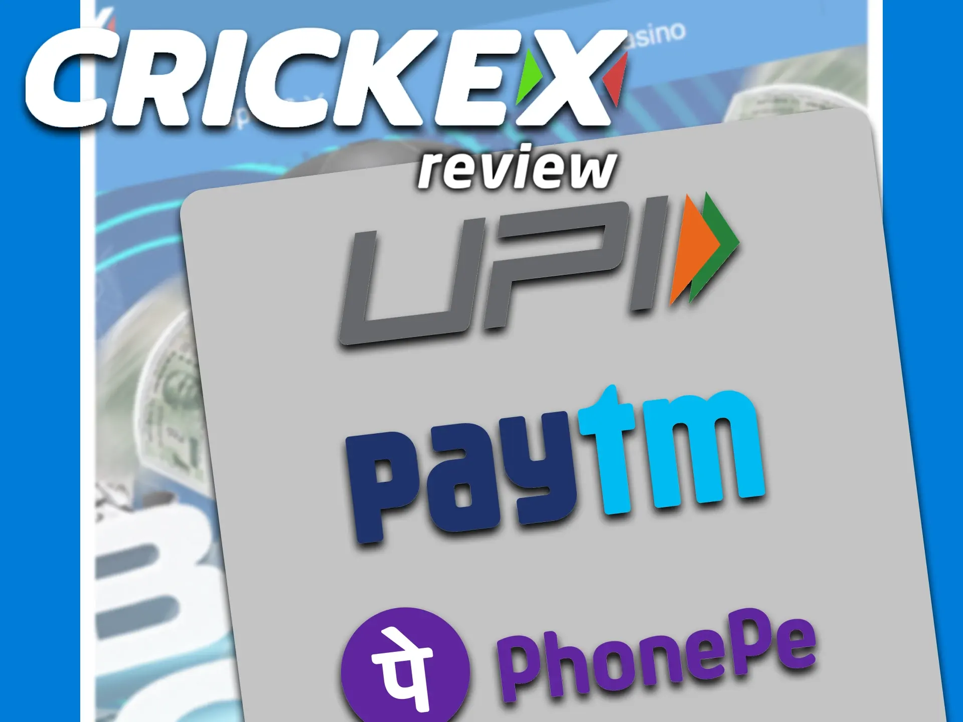 Crickex uses convenient and proven transaction methods.