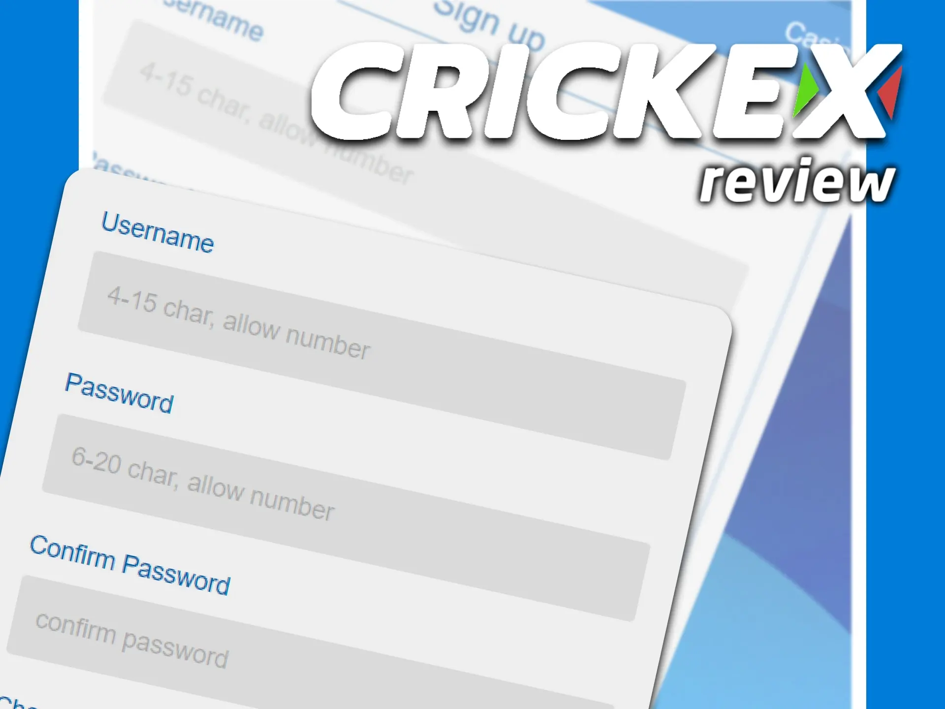 To use the Crickex service, you need to fill in personal data.